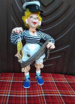Морячка -текстильная интерьерная кукла (ручная работа)8 фото