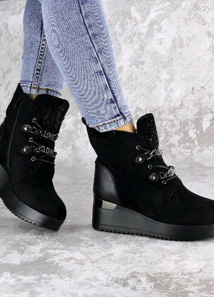 Жіночі зимові черевики louis чорні2 фото