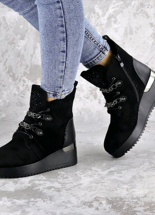 Жіночі зимові черевики louis чорні4 фото