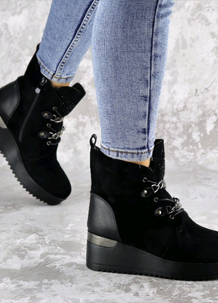 Жіночі зимові черевики louis чорні6 фото