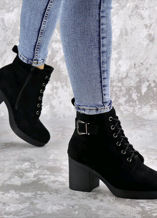 Жіночі зимові черевики чорні lil6 фото
