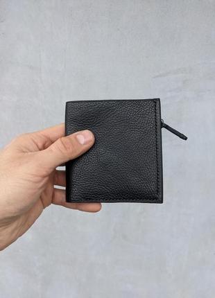 Портмоне кошелёк мужской кожаный черный компактный для купюр и монет2 фото