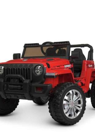 Дитячий електромобіль джип jeep wrangler 4557 eblr-3 з колесами eva, шкіряне сидіння