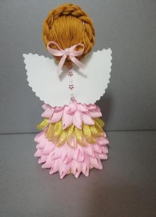 Інтер'єрна лялька ангел рожевий, ручна робота3 фото