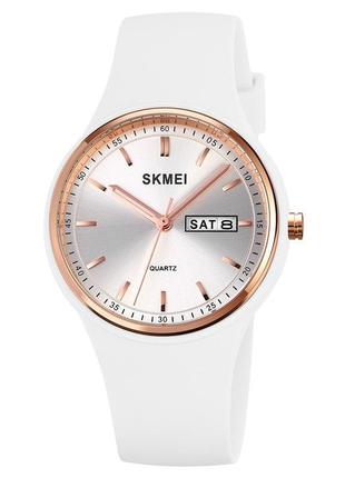 Жіночий білий наручний кварцовий  годинник skmei 2057wt white8 фото