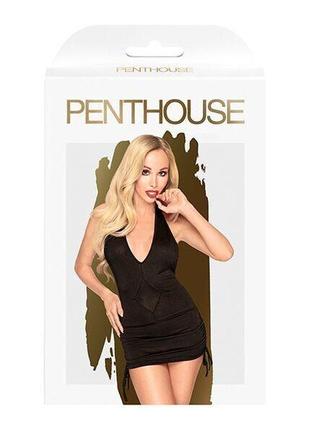 Мини-платье с открытой спиной и стрингами penthouse - earth-shaker black m/l3 фото