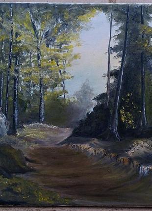 Картина маслом "лес", 41х34 см