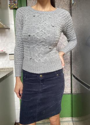 Серый вязаный свитер5 фото