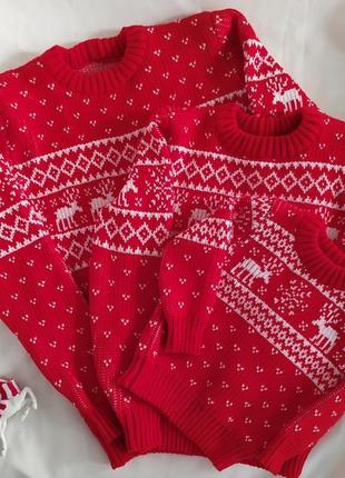 Свитер с оленями зимний теплый на фотосессию свитера фемили лук2 фото