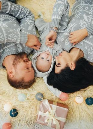 Свитер осенний тёплый оверсайз фемели лук фемили лук family look на фотосессию парные свитера5 фото