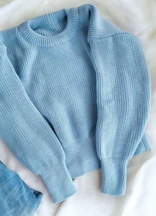 Стильний жіночий светр оверсайз блакитний2 фото