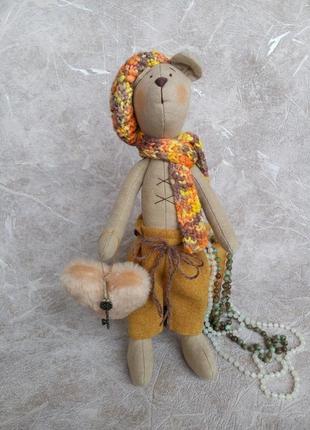 Мишка тильда, интерьерная текстильная игрушка2 фото