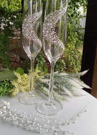 Свадебные бокалы с камнями " crystal"5 фото