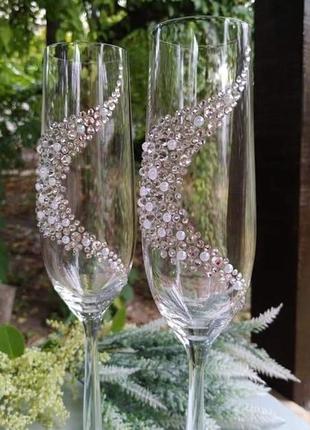 Свадебные бокалы с камнями " crystal"6 фото
