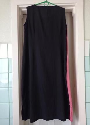 Платье разнотканевое черно-розовое4 фото