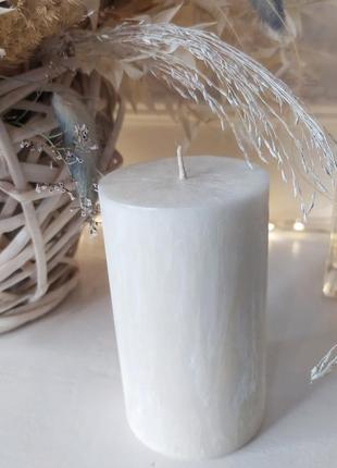 Біла свічка з натурального воску пальмової2 фото