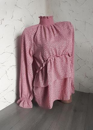 Розовая блузка ворот устойчивая от груди рюша размер 6-8