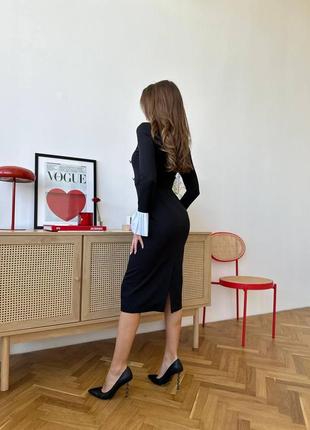 Элегантное женское чёрное платье в деловом стиле  42-44 и 46-484 фото