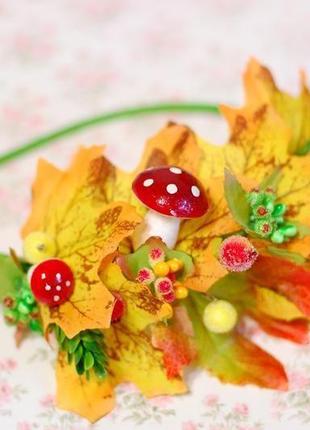 Обруч обідок з листям на одну сторону на свято осені2 фото