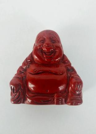Статуетка " будда " з натурального каменю червона яшма