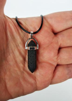 Кулон " кристалл " из вулканической лавы на шнурке