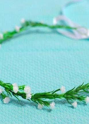 Нежный венок веночек на голову из гипсофилы