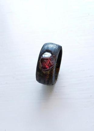 Перстень з гранатом - червоний камінь - кільце унісекс1 фото