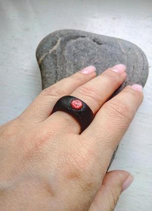 Перстень з коралом - корали - червоні - кольцо с минералом - красный5 фото