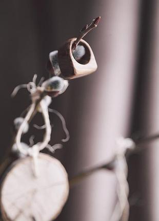 Гладкий перстень - дуб - дерево - светлый - темный - черный - мореный - унисекс