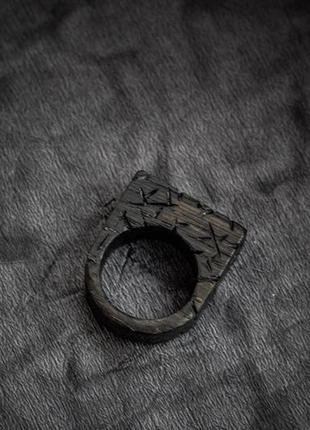 Перстень класичний - дерево - унісекс - чорне кільце8 фото