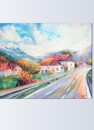 Сучасна картина "сонячна осінь в швейцарії" 40 см х 50 см3 фото