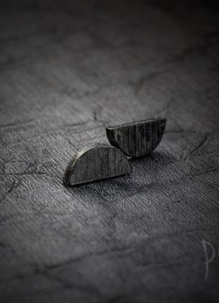 Сережки місяць - дерев'яні сережки - чорні1 фото