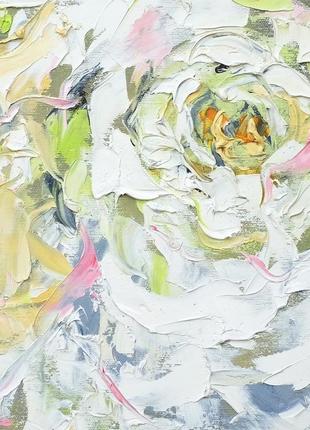 Картина для будинку "ніжні білі квіти" на полотні маслянными фарбами 50*50 см ніжна картина6 фото