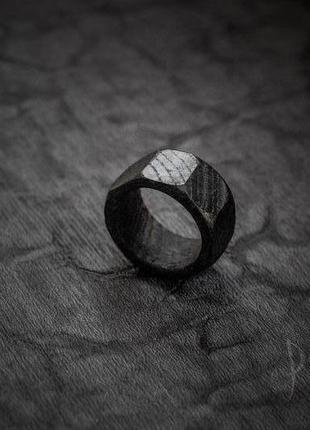 Перстень гайка - кільце дерево - чорне - унісекс - різьблене