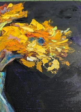 Сучасна картина "соняхи" олійною фарбою на полотні, 40х50 см, соняшники5 фото