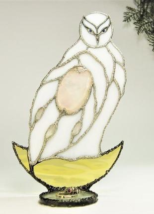 Beltaine owl sun catcher stained  підсвічник                              glass candle holder