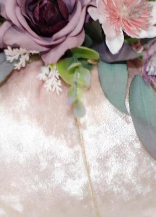 Декоративная бархатная тыква с декором. нежно розовая8 фото