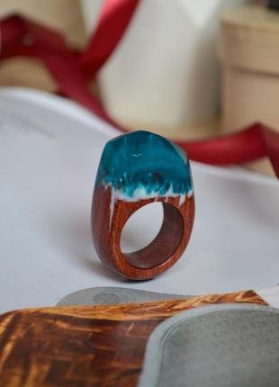 Кольцо из дерева, кольцо из смолы и дерева, подарок на новый год1 фото