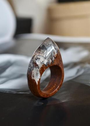 Перстень с горами, перстень из дерева и смолы, подарок для любимого1 фото