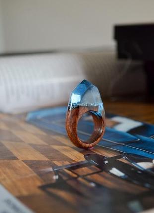 Перстень з дерева, перстень оригінальний, кільце з дерева і смоли7 фото