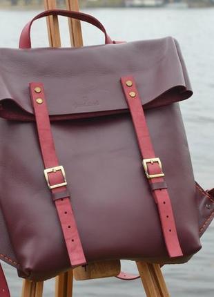 Женский кожаный рюкзак (бордо)1 фото