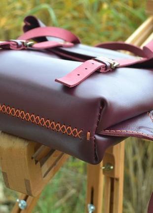 Женский кожаный рюкзак (бордо)4 фото
