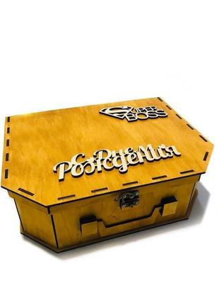 Подарункова дерев'яна коробка подарункова дерев'яна коробка з дерева фанери 33/25/10 см1 фото