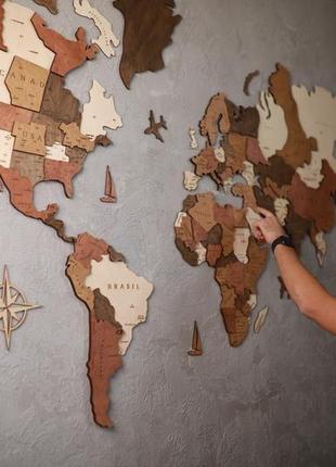 Карта мира на стену многослойная карта мира со странами1 фото