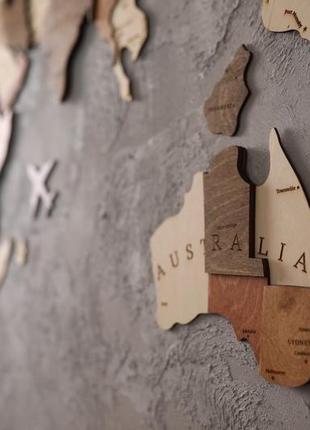 Дерев'яна карта світу на стіну багатошарова оригінальний подарунок на день народження7 фото