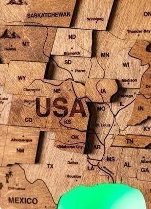 Деревянная карта мира на стену с подсветкой2 фото