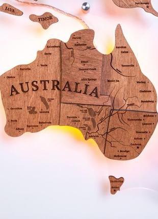 Деревянная карта мира на стену 150х90 см  с подсветкой8 фото