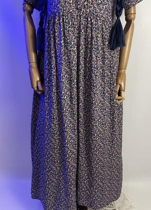 Новое с этикеткой длинное красивое пышное цветочное платье макси свободного фасона в цветочный принт4 фото