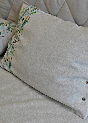 Комплект льняного постельного белья "summerland", вышивка3 фото