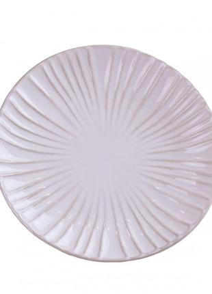 Тарілка плоска кругла з порцеляни 20.5 см біла обідня тарілка1 фото